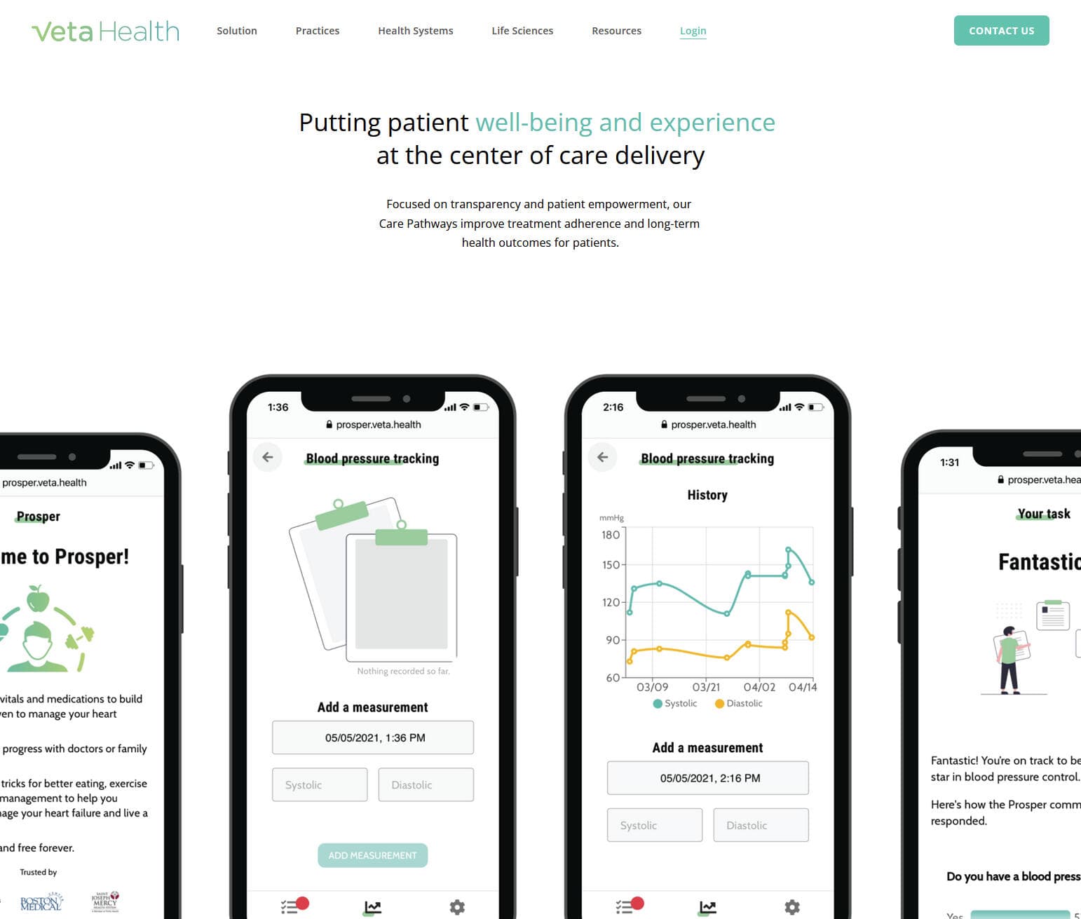 Vorschau Veta Health Webseite mit Screenshots des mobilen Designs